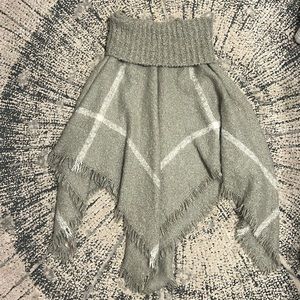 Gray and white turtleneck pancho. Super soft. One size fits all!